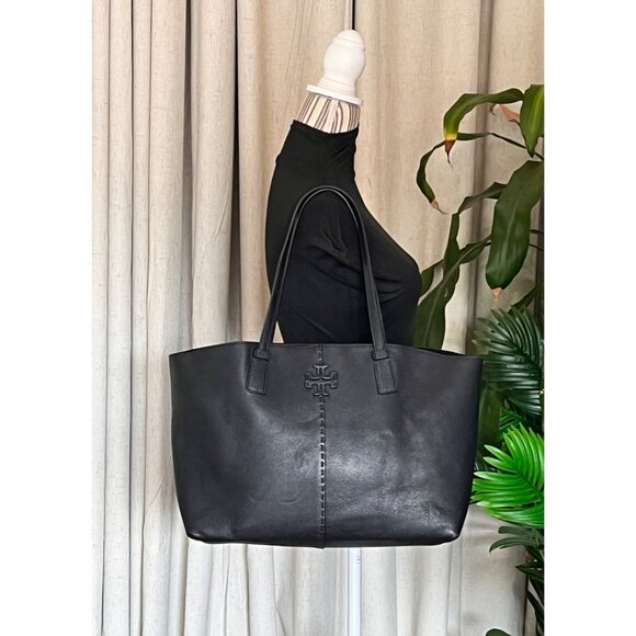 AUTHENTIC TORY BURCH BLACK LEATHER MCGRAW SHOULDER BAG - Picture 9 of 10